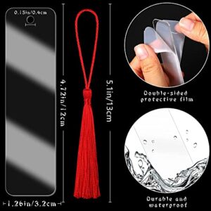 UUYYEO 15 Pcs Blank Acrylic Bookmarks Clear Craft Bookmarks Book Markers with Tassel Acrylic Present Hanging Tags