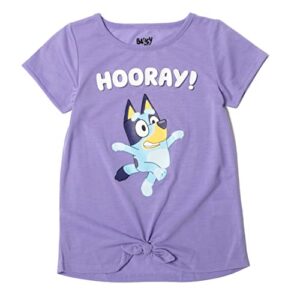 bluey little girls knotted graphic t-shirt purple 7-8