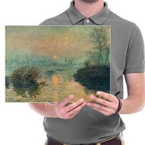 Wieco Art Canvas Wall Art Sunset on the Seine at Lavacourt, Winter Effect by Claude Monet Oil Paintings Canvas Prints Landscape Pictures Artwork on Canvas for Home Decorations