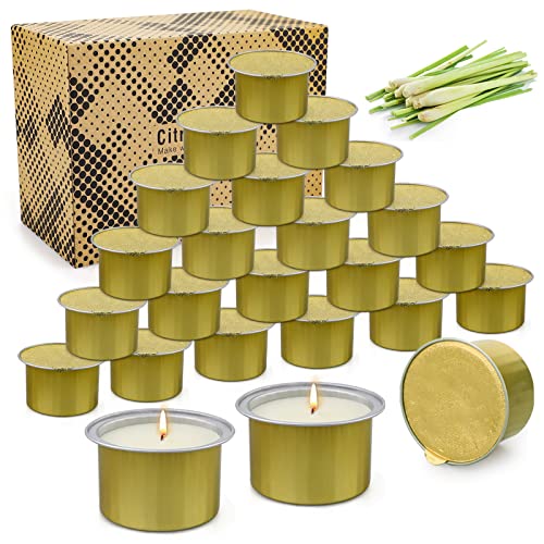 Citronella Candles Outdoor, Citronella Candles, 24 Pack Candle, 240H Burning for Natural Soy Candle, Citronella Candle, Portable Camping Candles Set for Patio Garden Balcony BBQ, Gifts for Summer