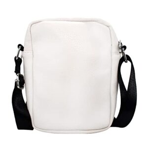 Buckle Down Hanna Barbera Bag, Cross Body, with Tom and Jerry Smiling Hug Pose and Logo, Ivory, Vegan Leather