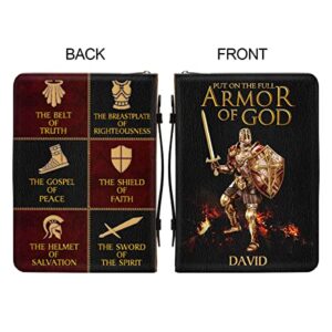 Jesuspirit Christian Bible Covers for Men - Armor of God Leather Mens Bible Case - Personalized Extra Large Bible Cover with Faith Scripture - Religious Appreciation Gifts for Pastor, Husband, Father