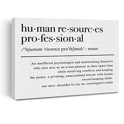 Funny HR Wall Art Canvas Print Inspirational Human Resources Professional Poster Framed Artwork Motivational Painting for Office Home Wall & Tabletop Decor