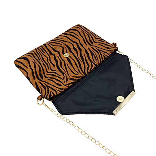 Crossbody Bag Envelope Bags PU Magnetic Snap Animal Pattern Women Clutch Handbags Brown Zebra Pattern