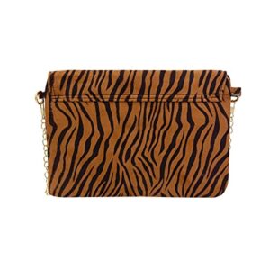 Crossbody Bag Envelope Bags PU Magnetic Snap Animal Pattern Women Clutch Handbags Brown Zebra Pattern