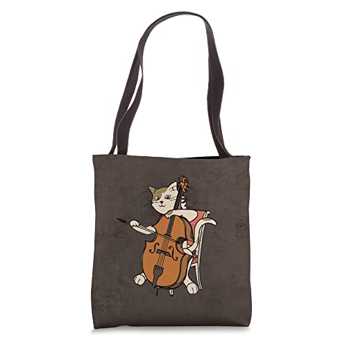 Musician Cat Playing Cello Violin Music Cats Lover Funny Tote Bag