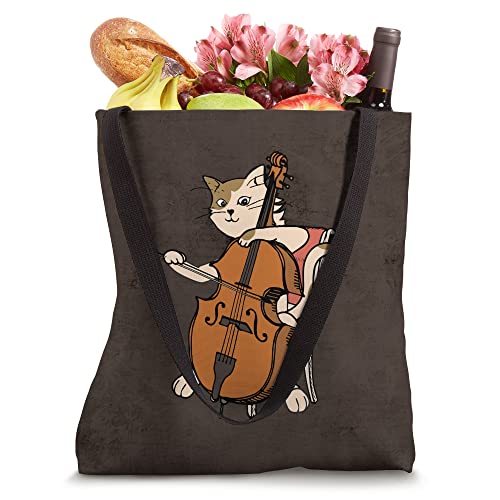 Musician Cat Playing Cello Violin Music Cats Lover Funny Tote Bag