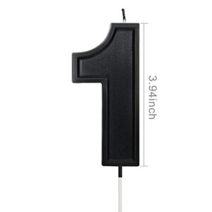 LUTER 3.94 Inches Oversized Birthday Candles Black Birthday Cake Candles Number Candles Cake Topper Decoration for Wedding Party Kids Adults, Number 1