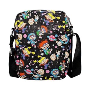 Buckle Down Nickelodeon Bag, Cross Body, Rugrats, Characters and Icons Collage, Black, Vegan Leather