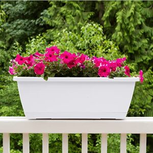 CHUKEMAOYI Window Box Planter, 7 Pack Plastic Vegetable Flower Planters Boxes 17 Inches Rectangular Flower Pots with Saucers for Indoor Outdoor Garden, Patio, Home Decor