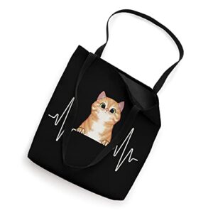 Orange Cat Lady Girl Cat Heartbeat Tote Bag