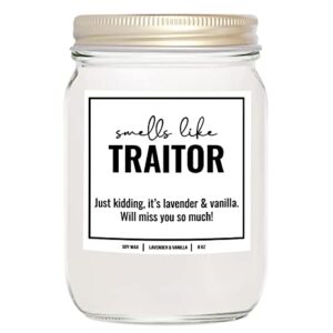 younique designs new job candle for women, 8 ounces, going away candle for coworker, coworker leaving candle for women, farewell, goodbye, all natural soy aromatherapy candles (lavender & vanilla)