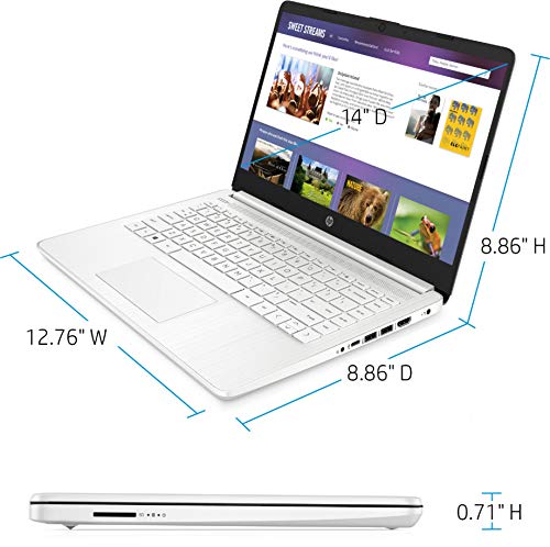 Newest HP 14" Touchscreen Laptop, Intel Dual-Core N4020, 8GB RAM, 128GB Storage(64GB eMMC+64GB Micro SD), Webcam, 1Yr Office, Bundle with GalliumPi Mousepad (White)