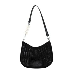 evevictor clutch purse for women, bling crossbody handbag, rhinestone money hand bag (black)