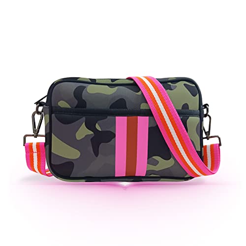 NIDOOT Crossbody Bags For Women,Neoprene Bag,Neoprene Crossbody Bag,Messenger Bag Neoprene Tote Bag, Women/Teenage Girls Gifts Ideas(Green Camouflage)