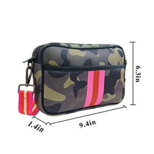 NIDOOT Crossbody Bags For Women,Neoprene Bag,Neoprene Crossbody Bag,Messenger Bag Neoprene Tote Bag, Women/Teenage Girls Gifts Ideas(Green Camouflage)