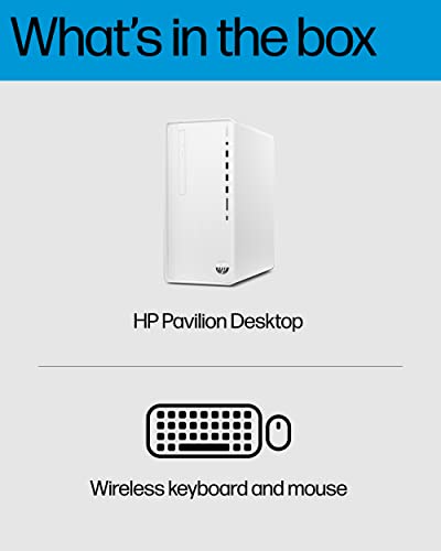 HP Pavilion Desktop PC, 12th Gen Intel Core i5-12400, 8 GB RAM, 512 GB SSD, Windows 11 Home, Wi-Fi 6 & Bluetooth, 9 USB Ports, Wired Keyboard & Mouse Combo, Pre-Built PC Tower (TP01-3050, 2022)