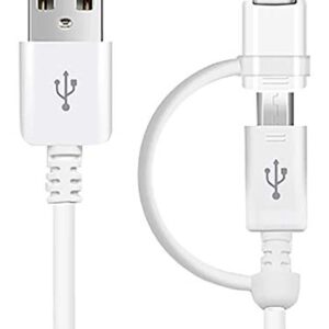 Dual MicroUSB + USB-C Switch Cable Compatible with Samsung Godiva Provides All Around True USB Fast Quick Charging Speeds! (White)