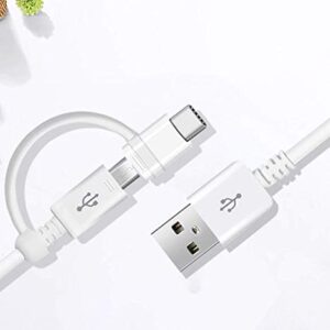 Dual MicroUSB + USB-C Switch Cable Compatible with Samsung Godiva Provides All Around True USB Fast Quick Charging Speeds! (White)