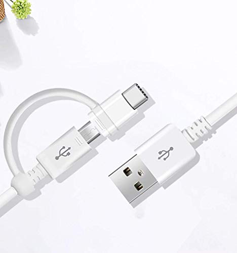 Dual MicroUSB + USB-C Switch Cable Compatible with Samsung Godiva Provides All Around True USB Fast Quick Charging Speeds! (White)