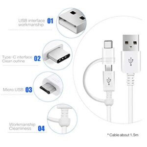 Dual MicroUSB + USB-C Switch Cable Compatible with Samsung Godiva Provides All Around True USB Fast Quick Charging Speeds! (White)