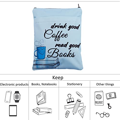 Gzrlyf Coffee Book Sleeve Drink Good Coffee Read Good Books Zipper Pouch Coffee Lover Gift Book Protector Sleeve Reader Gift (Drink Coffee Read Books)