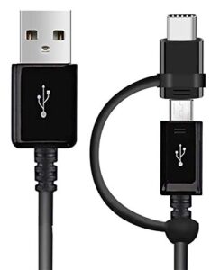 dual microusb + usb-c switch cable compatible with samsung godiva provides all around true usb fast quick charging speeds! (black)