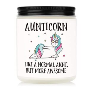 aunt gifts – unique candle gifts for aunt, aunt birthday gifts from niece nephew, mothers day funny aunt gifts, best auntie aunticorn unicorn scented candles present