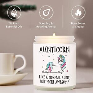 Aunt Gifts - Unique Candle Gifts for Aunt, Aunt Birthday Gifts from Niece Nephew, Mothers Day Funny Aunt Gifts, Best Auntie Aunticorn Unicorn Scented Candles Present