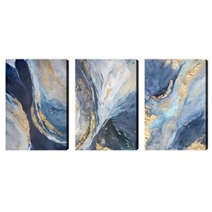 looife abstract canvas wall art 24×36 inch 3 panels blue and yellow lines painting picture giclee prints gallery wrapped ready to hang artwork for living room office decoration