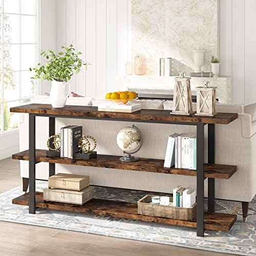 VANOMi 70.8 Inch Extra Long Console Table for Entryway, Narrow Hallway Table, Wood Sofa Table with 3 Tier Storage Shelves for Living Room