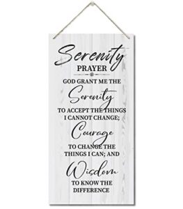 serenity prayer sign, printed wood plaque sign wall hanging, christian decor wood sign gift, god grant me the serenity wall decor framed, farmhouse live room bedroom decor wall art sign 12″ x 6″