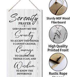 Serenity Prayer Sign, Printed Wood Plaque Sign Wall Hanging, Christian Decor Wood Sign Gift, God Grant Me The Serenity Wall Decor Framed, Farmhouse Live Room Bedroom Decor Wall Art Sign 12" x 6"