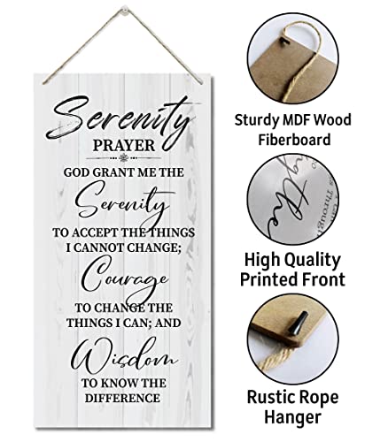 Serenity Prayer Sign, Printed Wood Plaque Sign Wall Hanging, Christian Decor Wood Sign Gift, God Grant Me The Serenity Wall Decor Framed, Farmhouse Live Room Bedroom Decor Wall Art Sign 12" x 6"