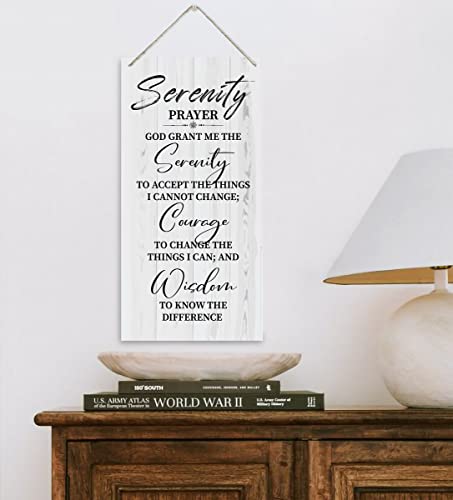 Serenity Prayer Sign, Printed Wood Plaque Sign Wall Hanging, Christian Decor Wood Sign Gift, God Grant Me The Serenity Wall Decor Framed, Farmhouse Live Room Bedroom Decor Wall Art Sign 12" x 6"