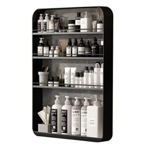 glj floating shelves punch-free bathroom shelf, wall-mounted makeup organizer, cosmetic storage rack, multi-layer large capacity, 10kg load-bearing (color : black, size : 50 * 70cm)