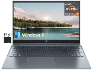 2022 newest hp pavilion 15.6″ ips fhd 1080p laptop, 8-core amd ryzen 7-5700u (up to 4.3ghz, beat i7-1180g7), 16gb ram, 1tb nvme ssd, webcam, wifi 6, 9+ hours battery, audio b&o, win11+cables
