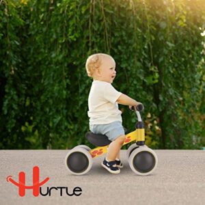 10-24 Months Baby Balance Bike - No Pedal Toddler Walker Trainer Riding Toys for Infant 1 Year Old Boys and Girls with 4 Silent Wheels, Carbon Steel Frame, Cushion Seat, (Bee)