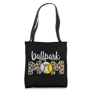 ballpark mom proud baseball softball player mother tote bag