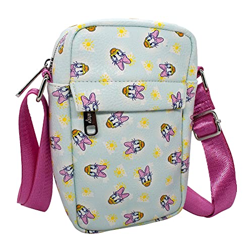 Buckle Down Disney Bag, Cross Body, Daisy Duck Smiling Expression and Sun Scattered, Baby Blue, Vegan Leather