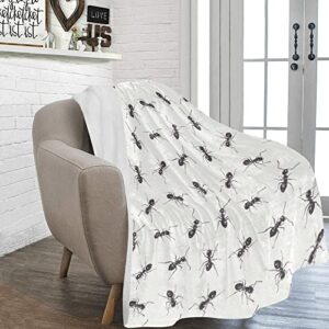 fleece micro blanket for couch black ant pattern ultra soft throws and blankets for sofa, bed, lightweight cozy durable twin size 60×80