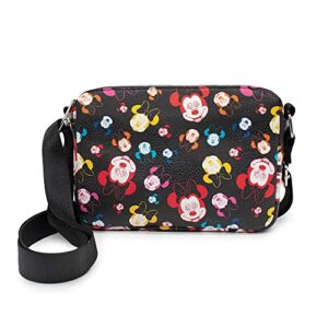 buckle down disney bag, cross body, rectangle, minnie mouse expressions scattered, multi color, vegan leather