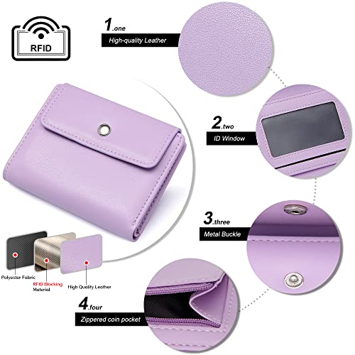 VOCUS Small Wallet for Women RFID Blocking Ladies PU Leather Card Holder Mini Compact Bifold Purse with Zipper Coin Pocket