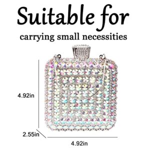 Evening Bag Clutch Purses for Women,Ladies Sparkling Party Handbag Wedding Bag (AB-sliver)