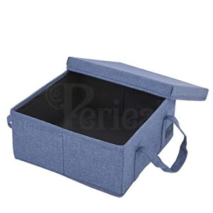 Periea 'Liv' Storage Bins Containers Cubes Boxes with Lids for Organizing Foldable Folding (Blue)