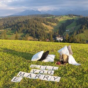 will you marry me sign oversized wood tiles for wedding proposal decorations- 13 letters for indoor and outdoor use