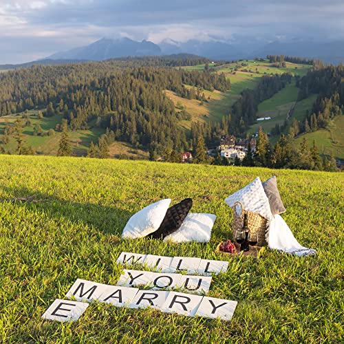 Will You Marry Me Sign Oversized Wood Tiles for Wedding Proposal Decorations- 13 Letters for Indoor and Outdoor Use