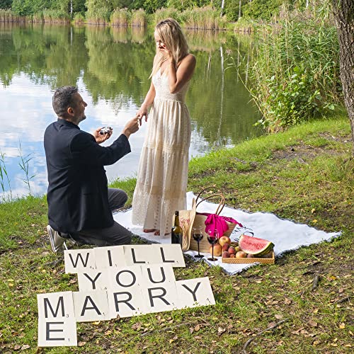 Will You Marry Me Sign Oversized Wood Tiles for Wedding Proposal Decorations- 13 Letters for Indoor and Outdoor Use