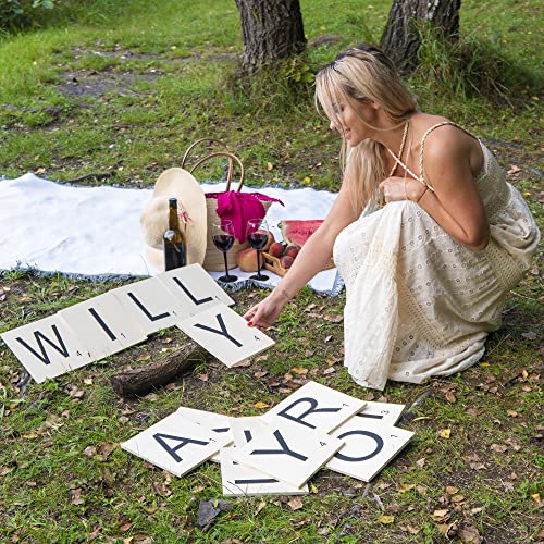 Will You Marry Me Sign Oversized Wood Tiles for Wedding Proposal Decorations- 13 Letters for Indoor and Outdoor Use