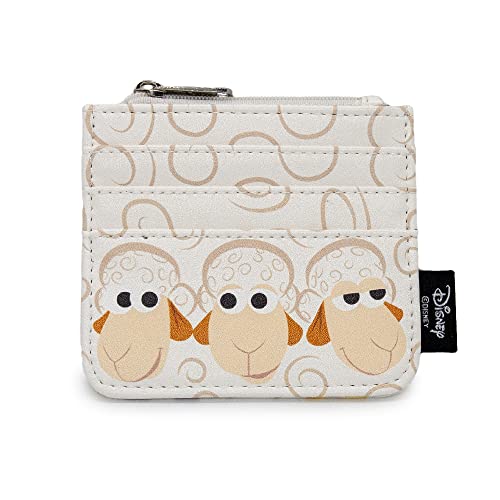 Buckle Down Disney Wallet, Id Zip Top, Pixar, Toy Story 4 Sheep Trio Billy Goat and Gruff Pose, White, Vegan Leather